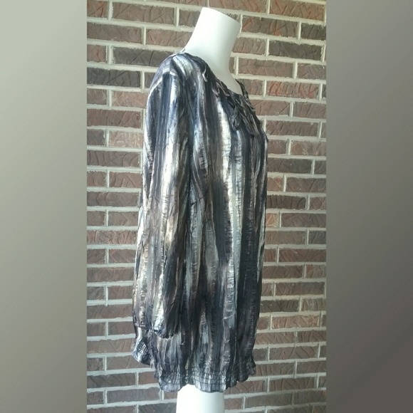 Chicos Metalic Shimmer Stripe Brown and Gold Top - Picture 2 of 6